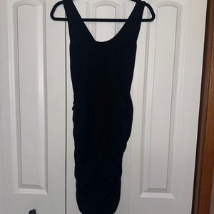 Express Black Bodycon gathered Mini Dress with Scoop Neck and Sleeveless